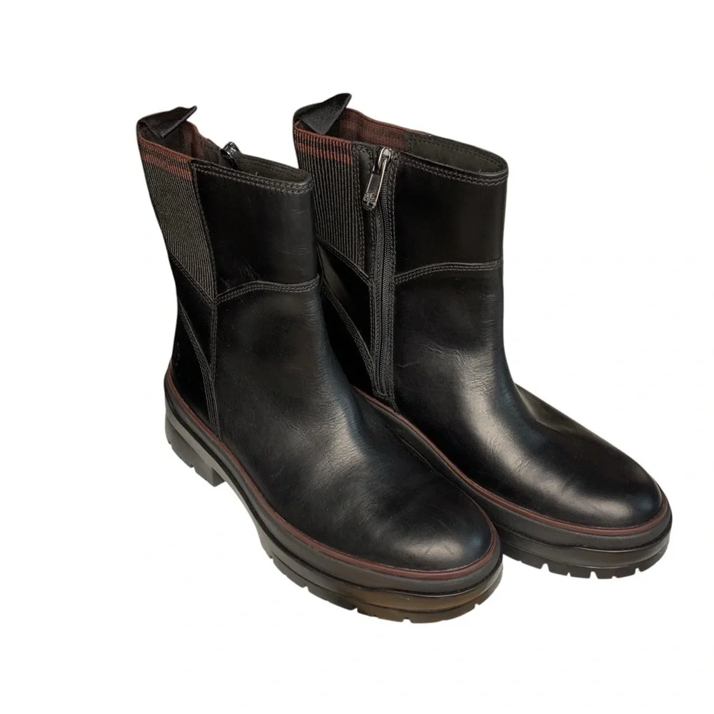 TIMBERLAND Black Leather Ankle Boots with Rugged Sole‎ – Size 8.5